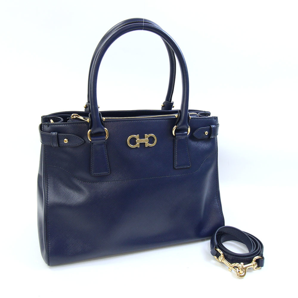 Salvatore Ferragamo Ferragamo Handbag 21 D940 Navy Leather Shoulder Bag for W...